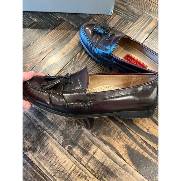 Cole Haan Pinch Tassel Penny Loafer Dress Shoes Men 8.5 Burgandy Preppy Academia
